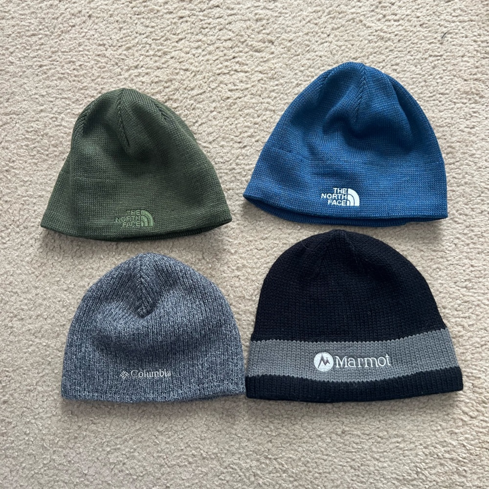 Columbia, Marmot, and The North Face Beanie Set